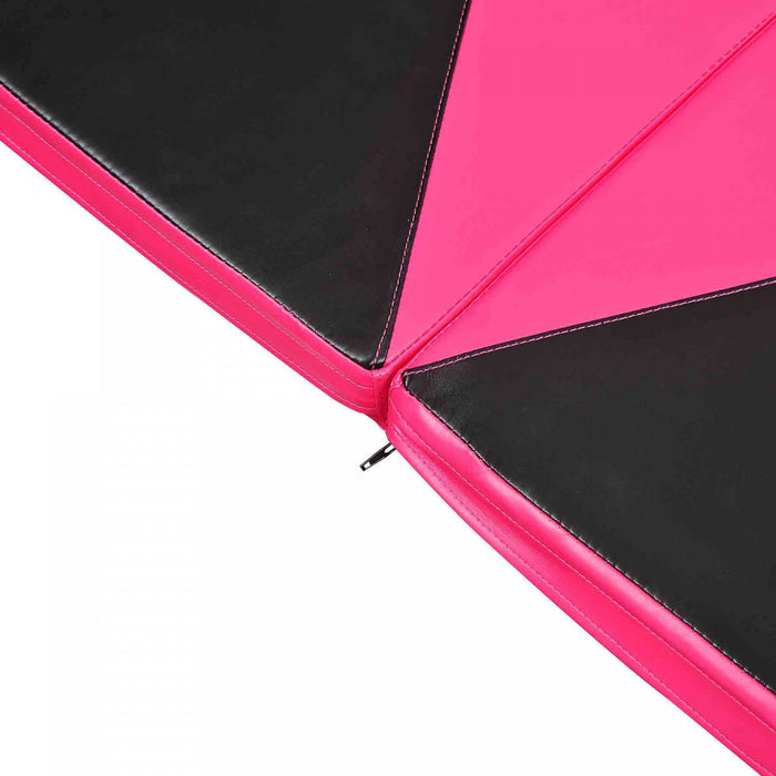 Soozier 4ftx10ftx2inch Pu Leather Gymnastics Tumbling Gym Mat Arts Folding Yoga Exercise Pad 4 Panel (pink/black)