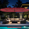 Costway 15.5 FT Extra-Large Patio Umbrella with LED Solar Lights & 12 Heavy-Duty Ribs Red