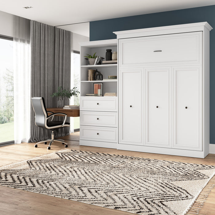 Bestar Versatile Queen Murphy Bed and Closet Organizer with Drawers (103 W) - White