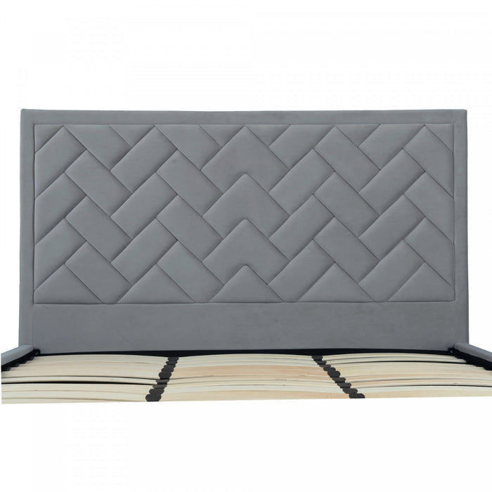 Crosby Modern Upholstered Velvet King Bed in Gray