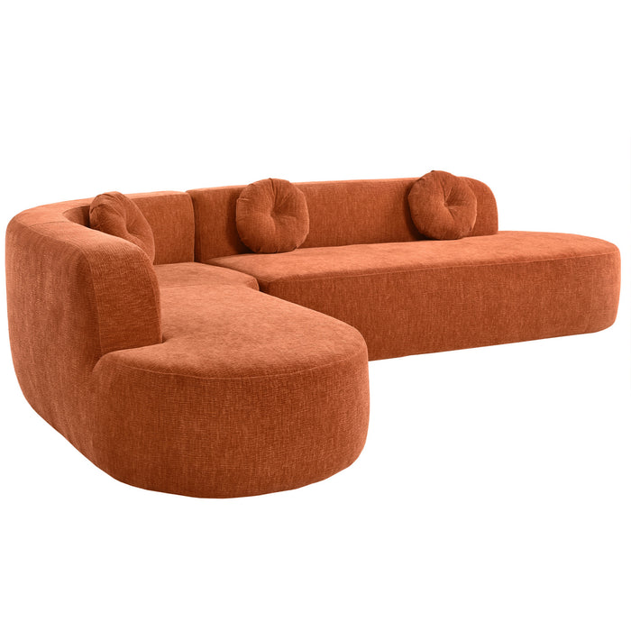 Vista 122 Inch Extra Large Sectional Sofa with Curved Design and High-Resilience Foam, Orange