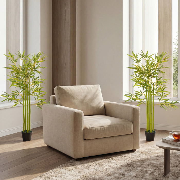 Outsunny 4' Artificial Bamboo Tree Set of 2, Fake Plant Indoor Decoration