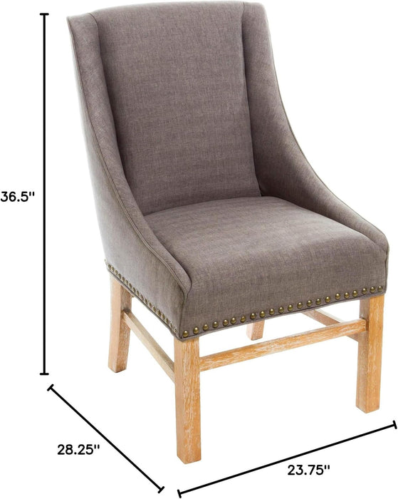 Lance Nailhead Trim Upholstered Fabric Dining Chair, Brown Grey