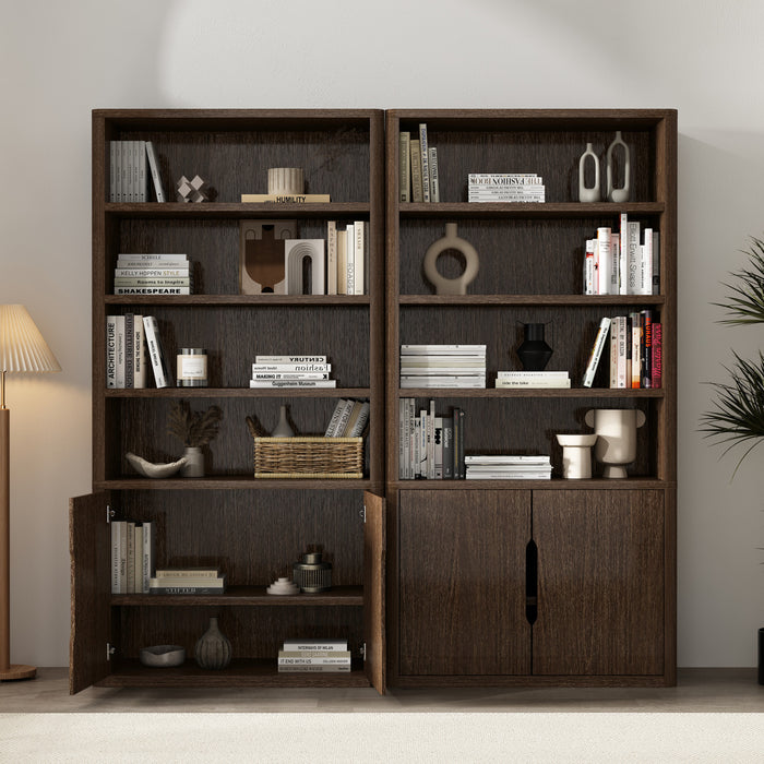 Rivington Modern 40\" Bookcase Cabinet in Walnut - Set of 2