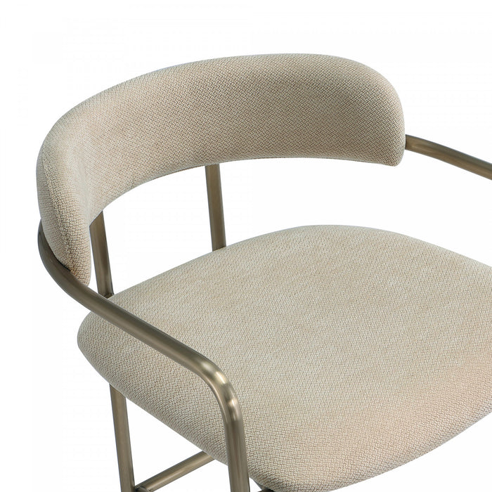 Serene Mid-Century Modern Metal Upholstered Counter Stool in Taupe