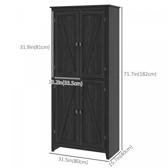 HOMCOM 72\" Freestanding Kitchen Pantry, Buffet Cabinet, Black