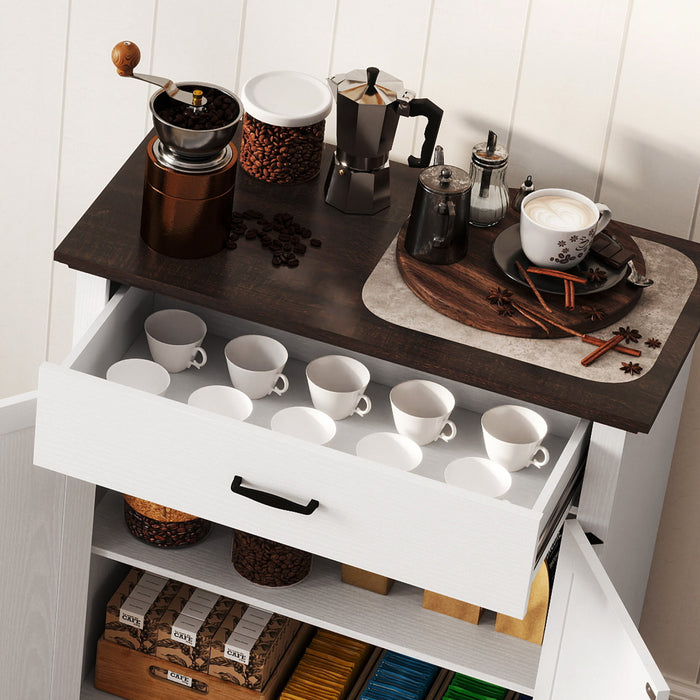 HOMCOM 30\" Farmhouse Sideboard Buffet Cabinet with 2 Barn Doors White