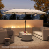 Costway 13 FT Large Patio Umbrella with LED Solar Lights Crank Handle 12 Heavy-Duty Ribs Beige