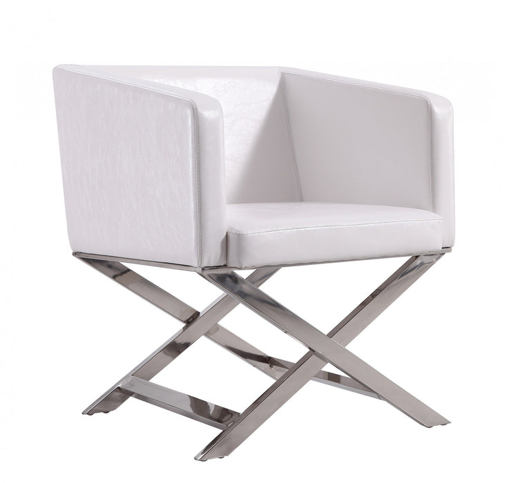 Hollywood Contemporary Vegan Leather Accent Armchair in White - Set of 2