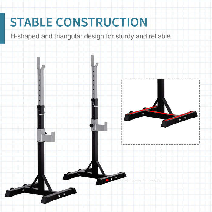 Soozier 2-Piece Adjustable Squat Rack for Home Gym Strength Training, Black