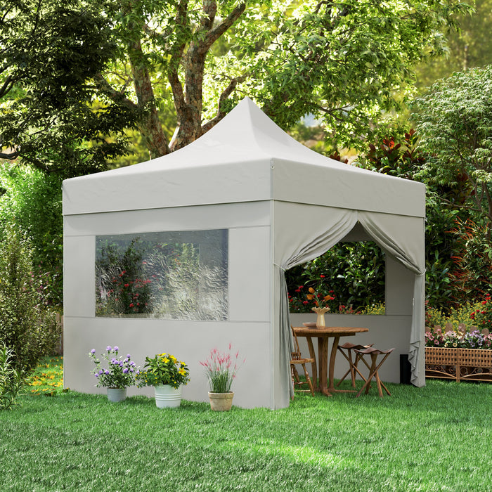 Outsunny 10' X 10' Pop Up Canopy Tent With Sidewalls & Wheeled Bag, Upf50+