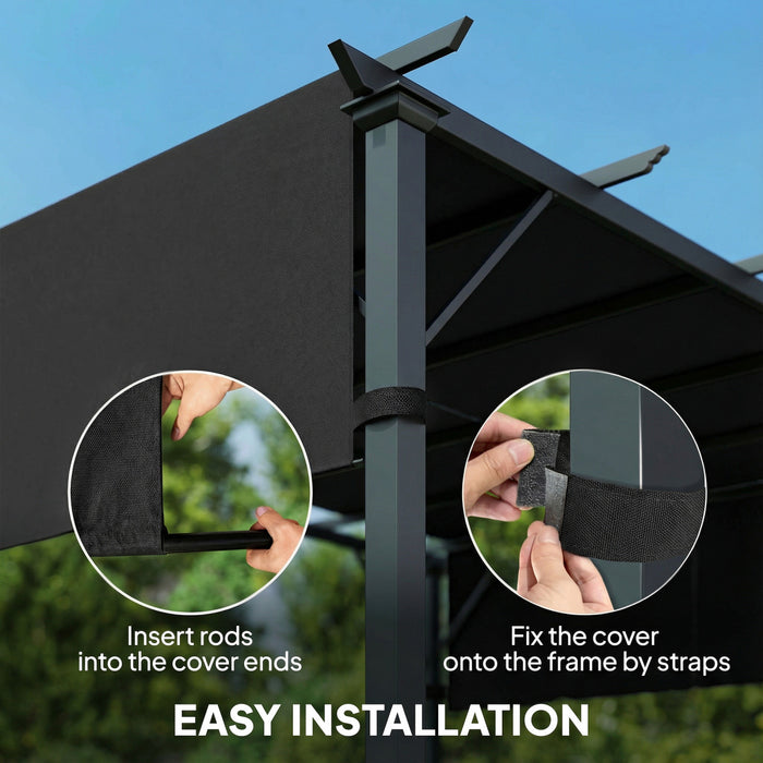 Outsunny 2 Pcs 16 x 4ft Pergola Shade, UV Protection Pergola Canopy, Black