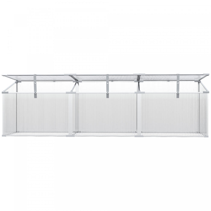 Outsunny Aluminium Cold Frame Garden Portable Greenhouse With Openable Top For Indoor, Outdoor, Flowers, Vegetables, Plants, 71\" X 21\" X 20\"