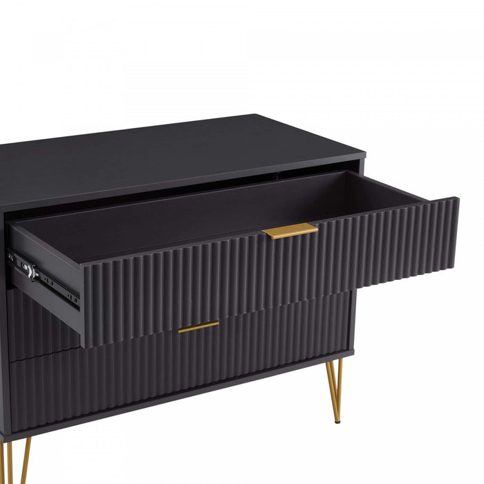 Dumbo Modern 35\" Fluted Dresser in Black (3-Drawer)