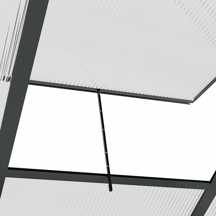 Outsunny 6' X 6' Clear Polycarbonate Greenhouse Walk-in Green House Garden Plants Grow Galvanized Base Aluminum Frame With Slide Doorwith Rain Gutter, Vent And Sliding Door, Grey