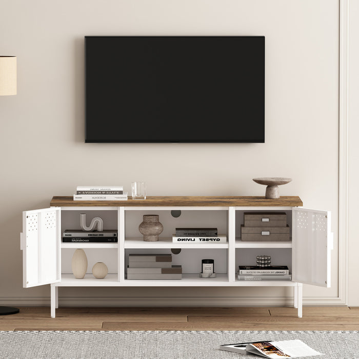 Landen Modern 47\" Metal Storage Cabinet in White Armoire