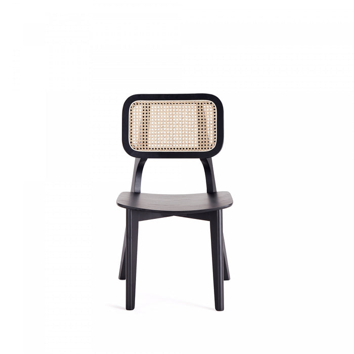 Versailles Industry Chic Wood Dining Chair in Black and Natural - Set of 4