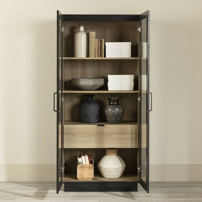 Arum Contemporary 2-Door Kitchen Cabinet with Doors Black Oak and Natural Ash - South Shore Kitchen Storage