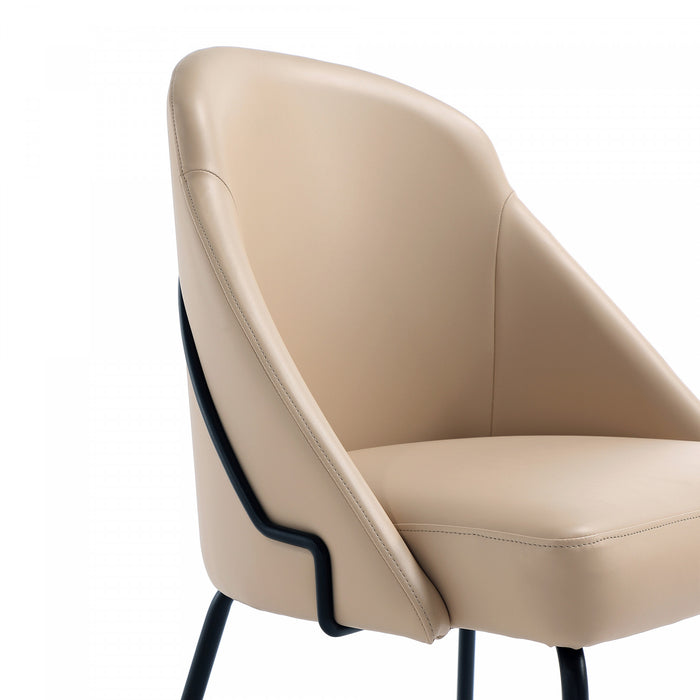 Gracie Modern Vegan Leather Metal Dining Chair in Tan and Black - Set of 4