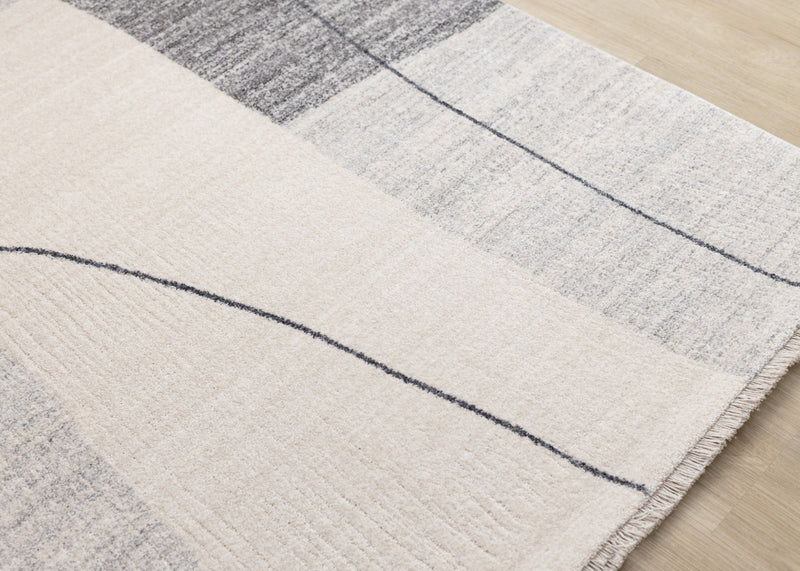 Olivia Grey Black Cream Geometric Rug, 5'3\" x 7'10\" Indoor Area Rug