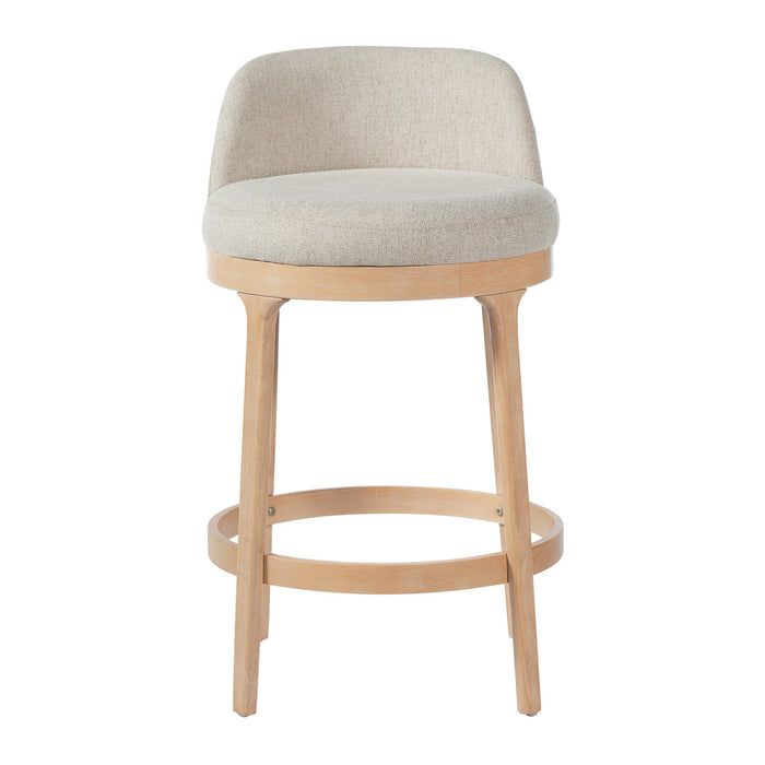 Amelia Ergonomic Rubberwood Counter Height Bar Stool Set of 2 with Upholstered Fabric,Natural