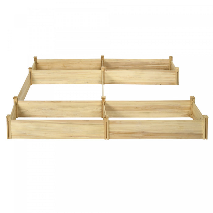 Outsunny Diy Five-box Raised Garden Bed, Wooden Planters For Outdoor Plants, Vegetables, Flowers, Herbs, Easy Assembly