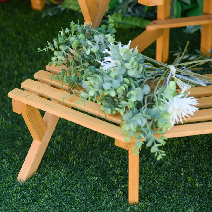 Outsunny Wooden Rustic 3-tier Raised Plant Stand With Slatted Shelves Indoor & Outdoor Display Rack Plant Pot Organizer 37.75\" X 25.25\" X 24\"