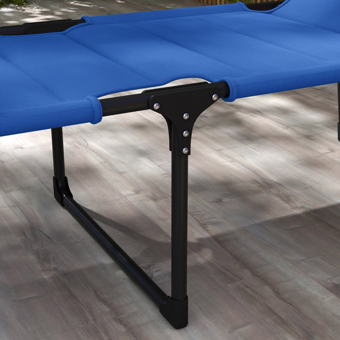 Outsunny 2-piece Folding Chaise Lounge, Reclining Tanning Chairs, Blue