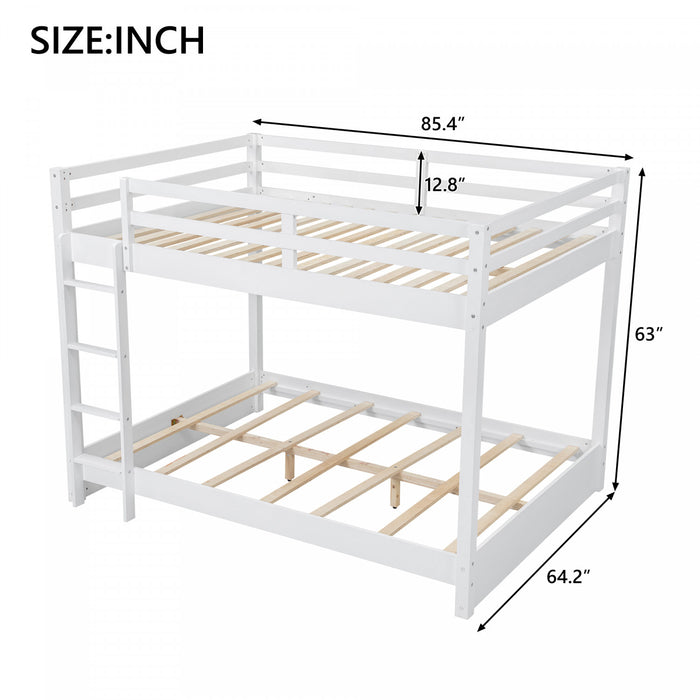 Ethan Solid Wood Queen Size Bunk Bed with Ladder, Sturdy & Space-Saving, White