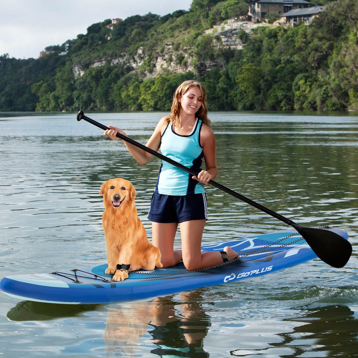 Goplus Large Inflatable Sup Board, Portable Paddle Board With 5d Rings Stand Up Paddle Board For Youth & Adult Navy