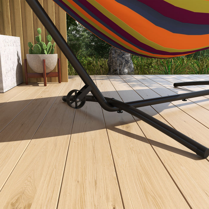 Outsunny Hammock Stand Only W/ Wheels, Adjustable Hammock Stand, Black