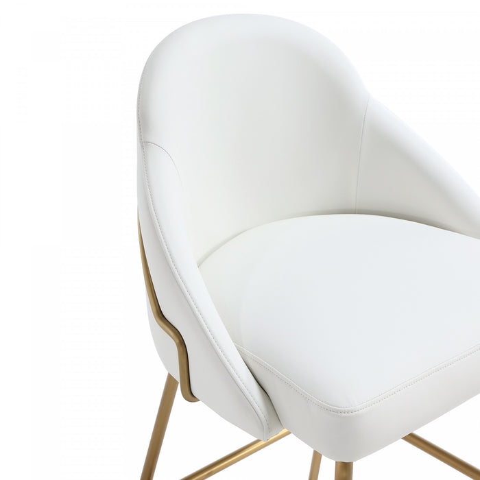 Gracie Modern Metal Upholstered Counter Stool in White and Gold - Set of 2