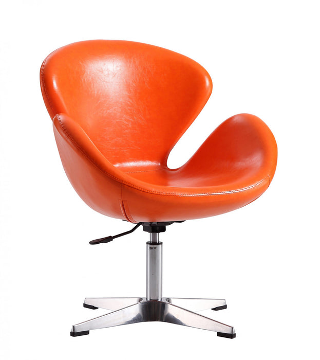 Raspberry Modern Upholstered Swivel Lounge Chair in Orange - Set of 2 Accent Chair