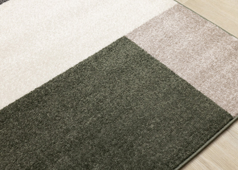 Marley Geometric Modern Green Grey White Area Rug - 5'3\" x 7'7\"