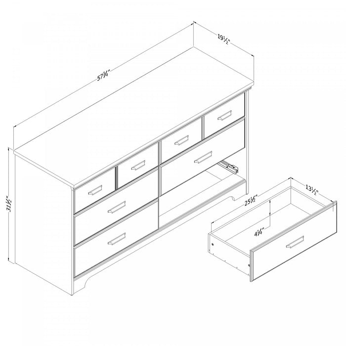 Versa 6-drawer Dresser - Weathered Oak 