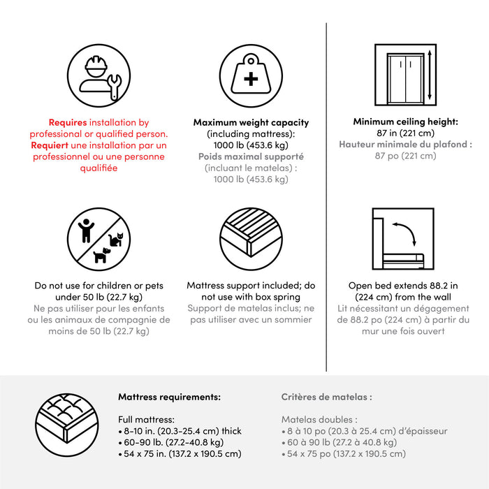 Bestar Key West Full Murphy Bed with Closet Organizer (88 W) - Pure White Oak