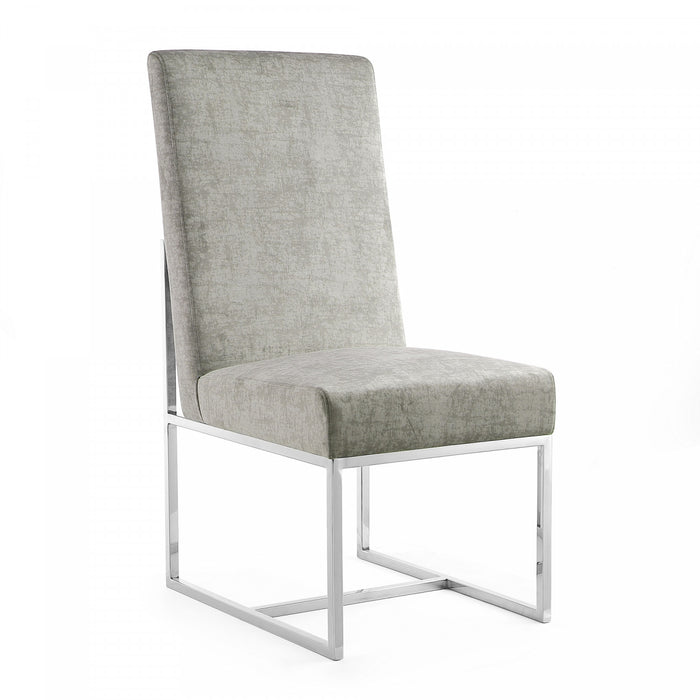 Element Modern Velvet Metal Dining Chair in Steel - Set of 2