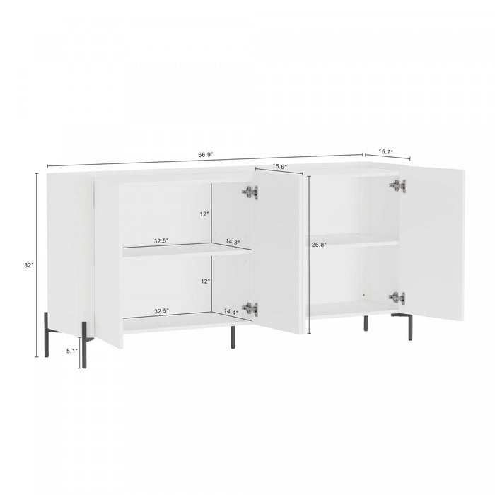 Abbey Modern 2-Piece Buffet and Bookcase in White