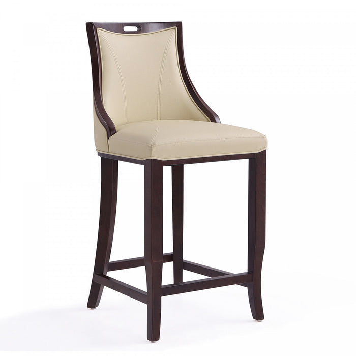 Emperor Traditional Wood Upholstered Barstool in Cream - Set of 2