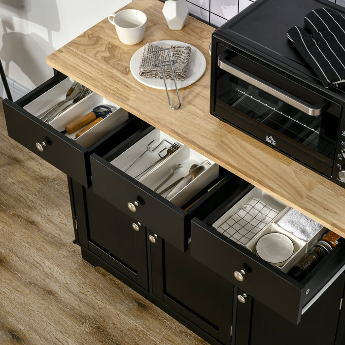 HOMCOM Coffee Bar Cabine, Kitchen Cabinet with Drawers, Black