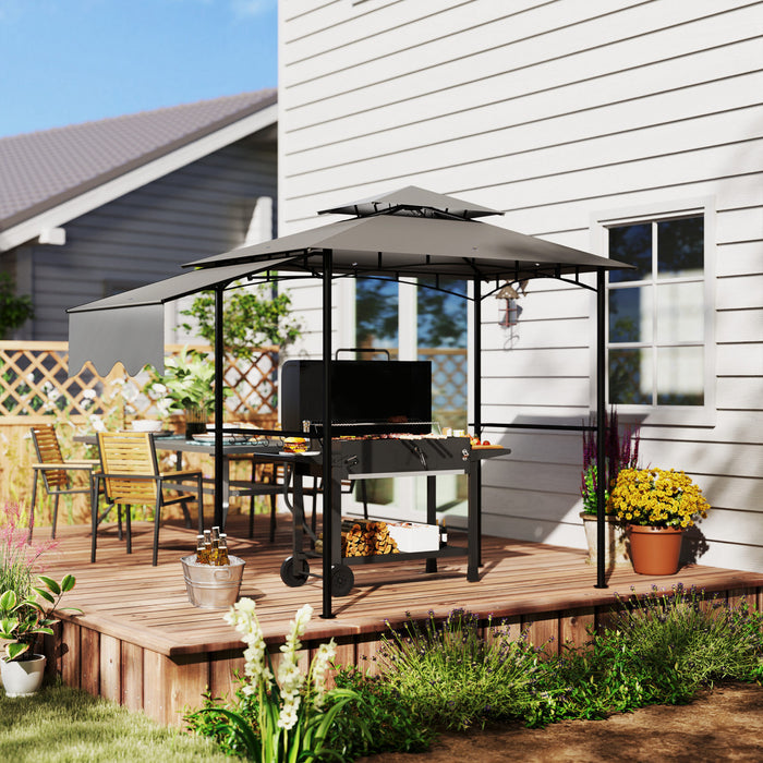 Outsunny 8' X 5' Grill Gazebo, Double Tiered Barbecue Gazebo, Light Grey