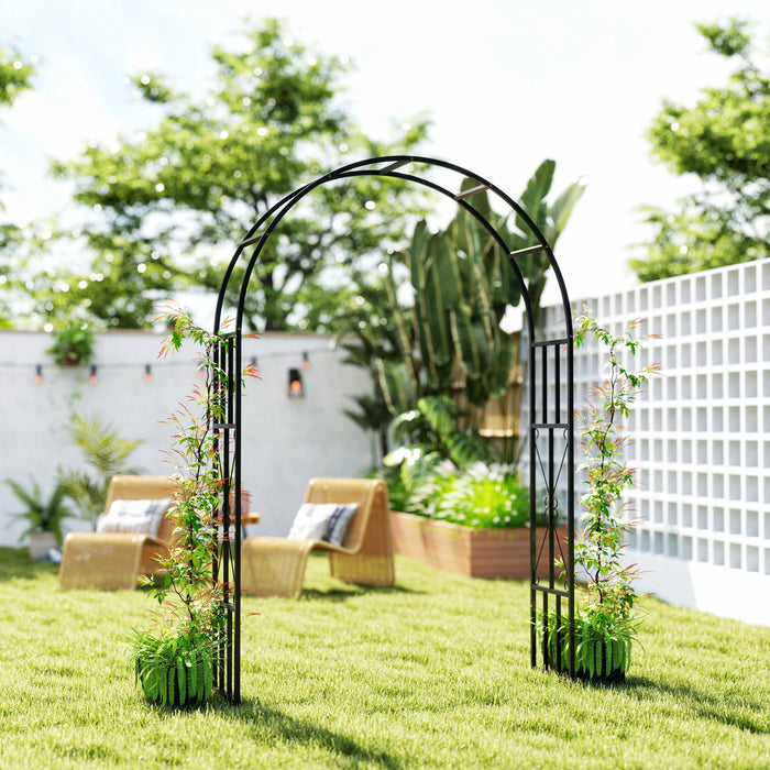Outsunny 7.3ft Steel Garden Arch Trellis, Garden Arbor For Climbing Plants