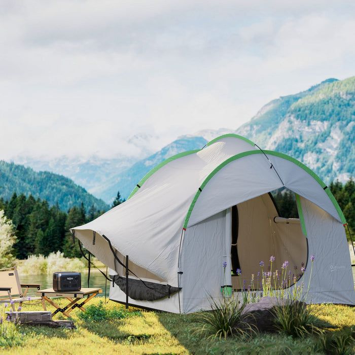 Outsunny Car Camping Tent with 3 Doors, 2000mm Waterproof, Grey and Green