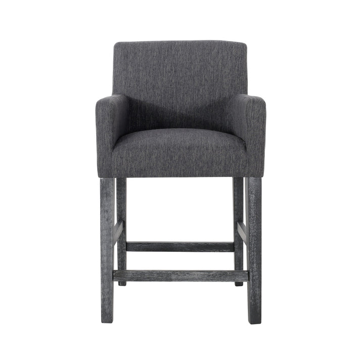 Lewis 26\" Seat Height Counter Stools Set Of 2 With Upholstered Fabric And Solid Wood Legs, Charcoal