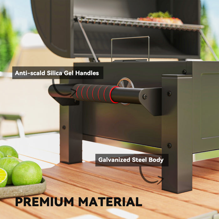 Outsunny Charcoal Smoker with 235 sq.in. Cooking Area, Tabletop Outdoor Barbecue with Ash Catcher and Built-in Thermometer for Patio, Backyard, Camping, Picnic, Black