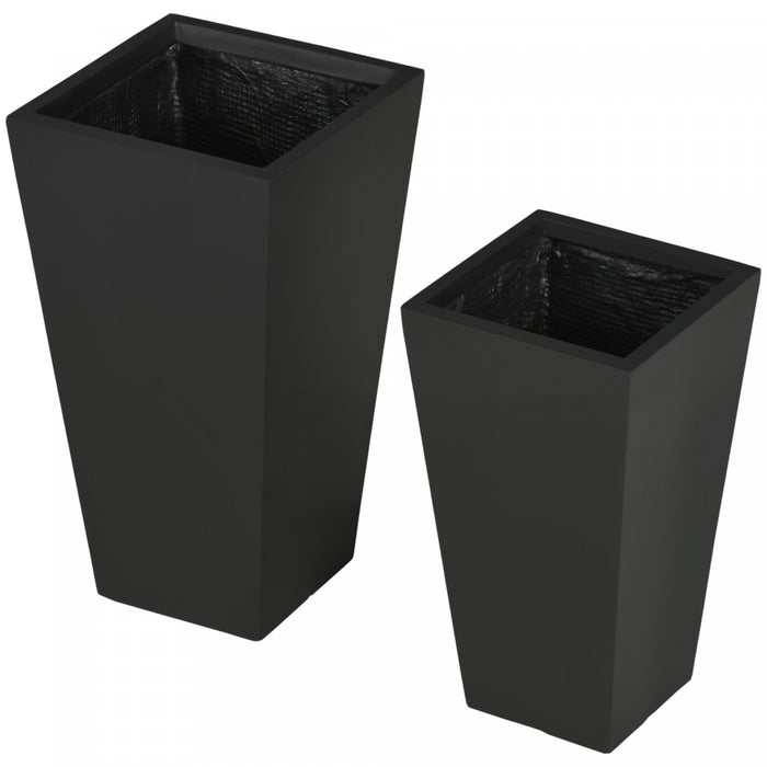 Outsunny Set of 2 Outdoor Flower Pots with Drainage Holes, Black