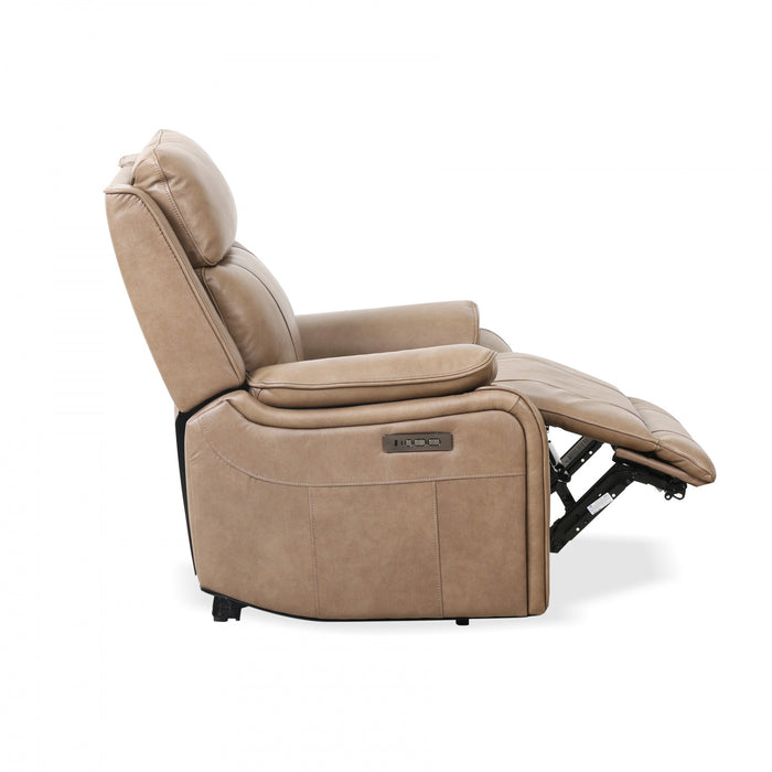 Marlow 37 in. Leather Match Power Glider Recliner with USB/USB-C - Taupe