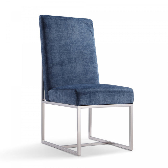 Element Modern Velvet Metal Dining Chair in Blue - Set of 2