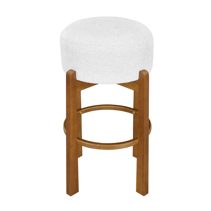 Vera Rubber Wood Bar Stool Set of 2 Indoor Seating with Round Ivory Cushion,Walnut
