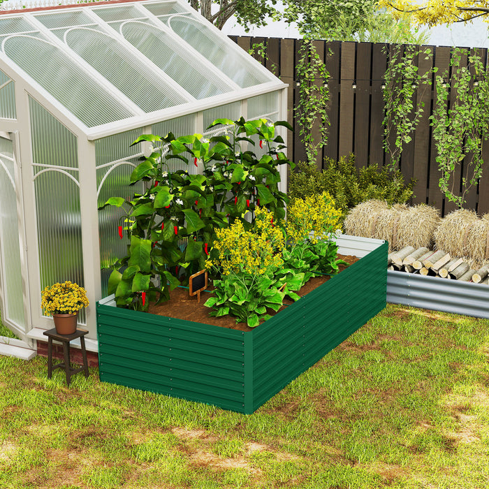 Outsunny Galvanized Raised Garden Bed, 8' x 4' x 2' Planter Box, Green